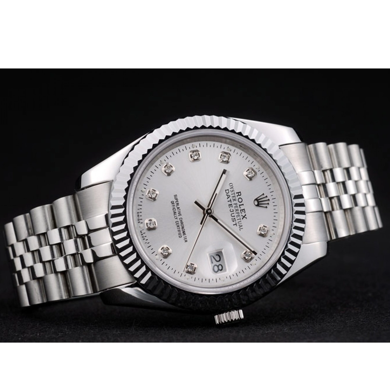AAA replica watch Stainless Swiss Steel Silver Rolex DateJust 41996 Dial Ribbed Bezel 0713
